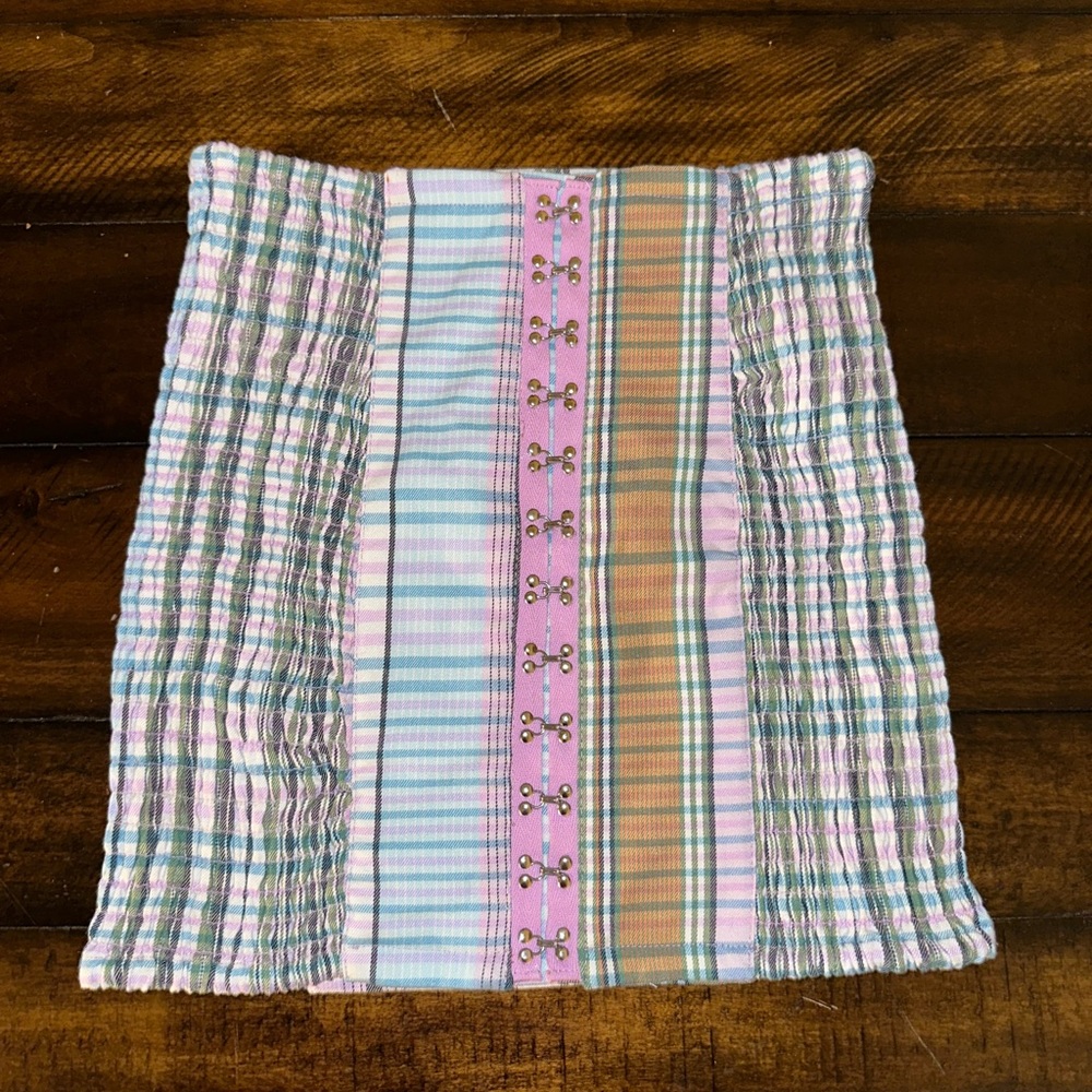 UO front clasp plaid mini skirt
